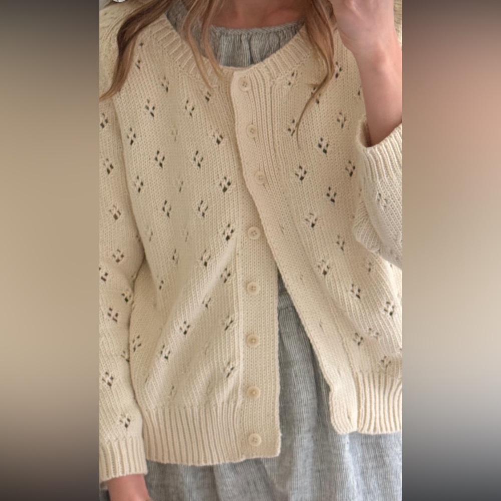 Gillian Stevens Mabel Pointelle Cardigan in Cream SMALL FLAW - Picture 15 of 15